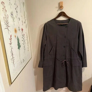 Eileen Fisher Charcoal Buttoned Trench Coat